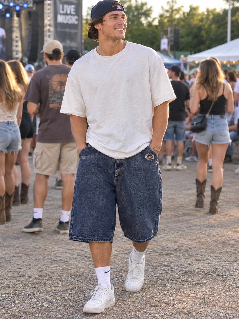 Phat Classics Phat Farm Mens 40 Blue Denim Jean Shorts Y2K Urban Skate Baggy